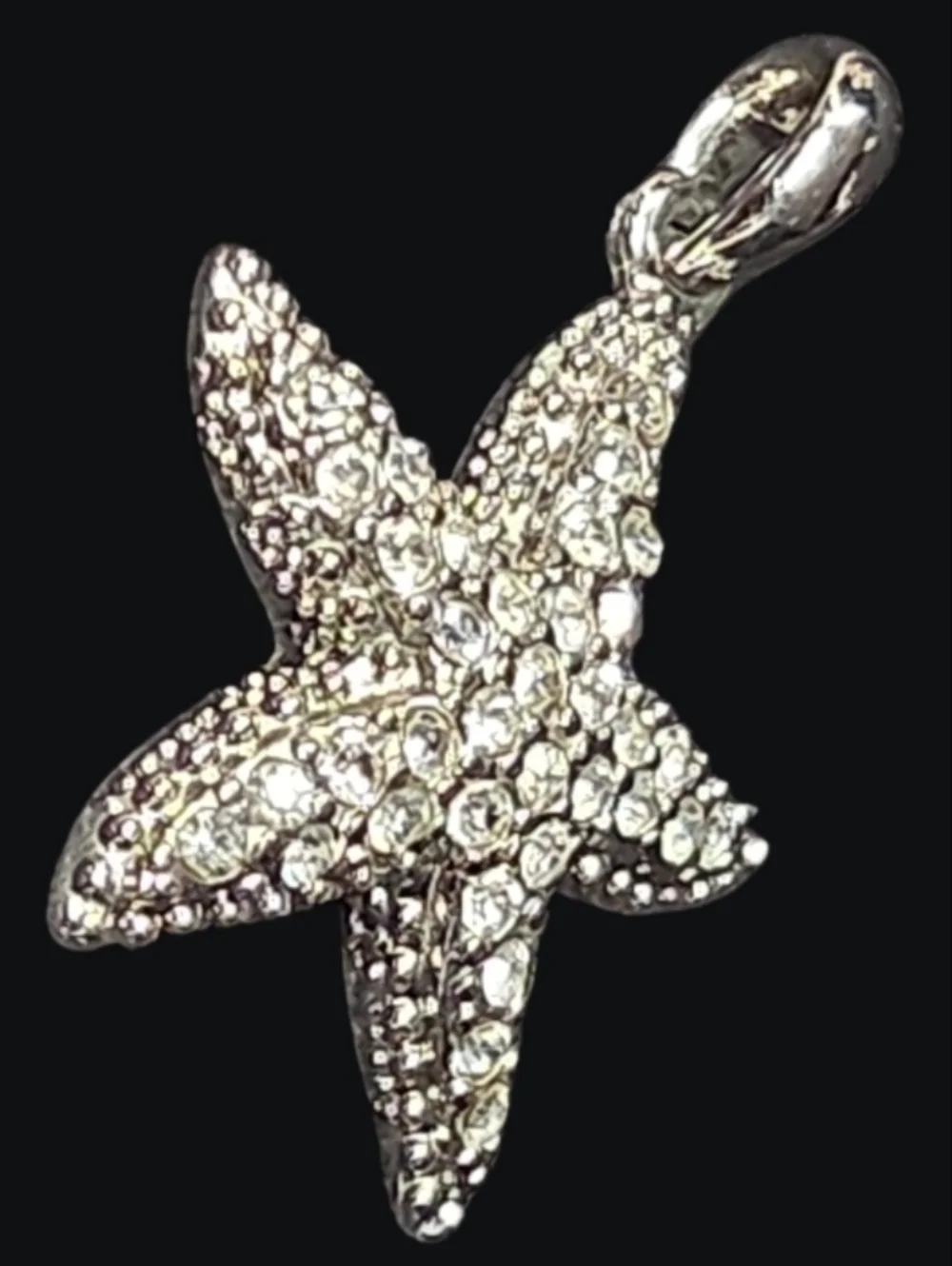 Rhinestone Silver-Tone Starfish Charm Pendant Necklace - Pendant Only